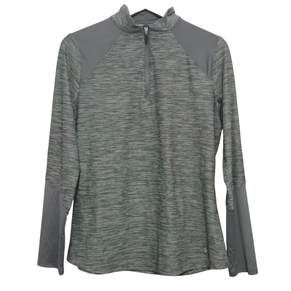 Under Armour Gray Quarter-Zip Pullover Activewear Shirt Womens Large